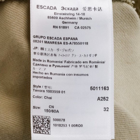 Escada Tavora Khaki Slim Twill Pants - Picture 10 of 12